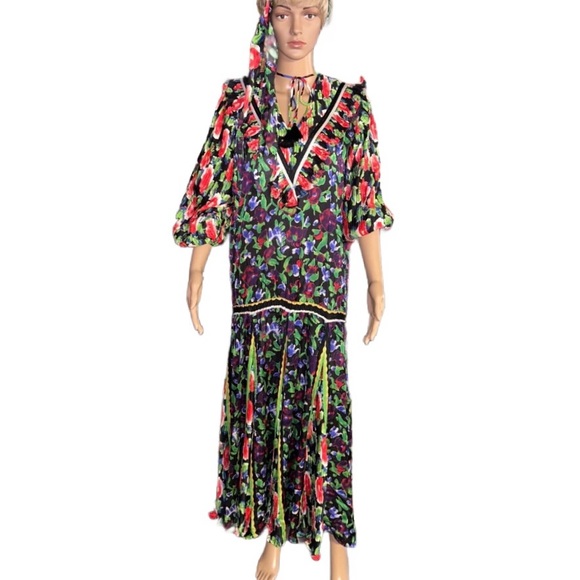 Diane Freis Dresses & Skirts - Diane Freis~Vintage • Large • Multi-Colors • Floral •W/ Ruffles & Tie Boho Dress